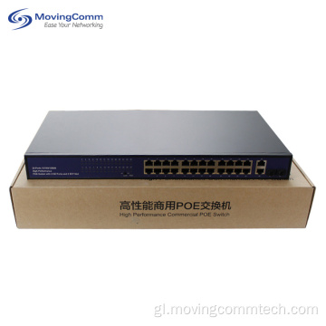 Interruptor de rede POE de rede de fibra Ethernet Gigabit xestionado